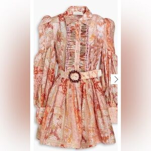 Zimmermann Belted Floral Tux Frill Mini Dress Size 1